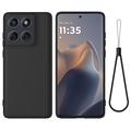 Motorola Moto G77 Power Vloeibare siliconen hoesje met polsbandje