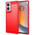 Motorola Moto G85/S50 Neo Geborsteld TPU Hoesje - Koolstofvezel
