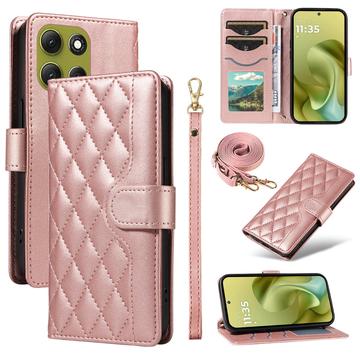 Motorola Moto G86 Luxe Gewatteerd Portemonnee Hoesje - Roségoud