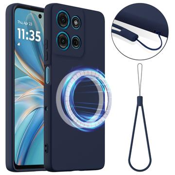 Motorola Moto G86 Power Liquid Siliconen Hoesje - MagSafe Compatibel - Donkerblauw