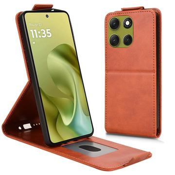 Motorola Moto G86 Power Verticale Flip Hoesje met Standaard - Bruin