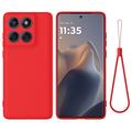 Motorola Moto G67/G77/G87 Vloeibare siliconen hoesje met polsbandje - Rood