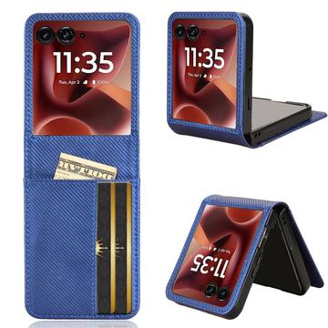 Motorola Razr 60 Ultra FlexCard Carbon Fiber Style Hoesje met kaartsleuven - Blauw