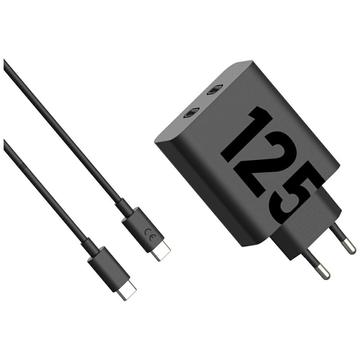 Motorola TurboPower 125W Dubbele USB-C Wandoplader met USB-C Kabel - Zwart