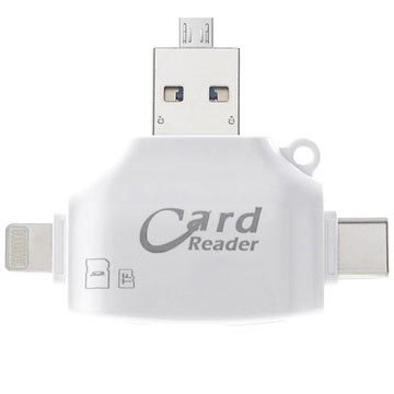 4-in-1 Multifunctionele MicroSD/SD Kaartlezer - Wit