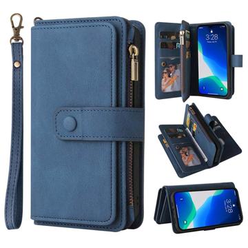 Multifunctionele Serie iPhone 14 Pro Max Portemonnee Hoesje - Blauw