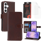 Samsung Galaxy S26 MyTPhone CardMate Leren Portemonnee Hoesje - Donkerbruin