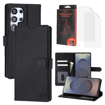 Samsung Galaxy S25 Ultra MyTPhone CardMate Leren Portemonnee Hoesje - Zwart