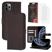 iPhone 11 Pro Max MyTPhone CardMate Leren Portemonnee Hoesje - Donkerbruin
