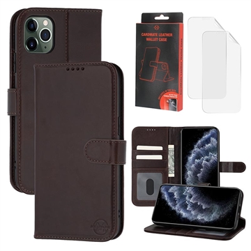 iPhone 11 Pro Max MyTPhone CardMate Leren Portemonnee Hoesje - Donkerbruin