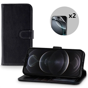 iPhone 12/12 Pro MyTPhone CardMate Leren Portemonnee Hoesje - Zwart