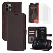 iPhone 12/12 Pro MyTPhone CardMate Leren Portemonnee Hoesje - Donkerbruin