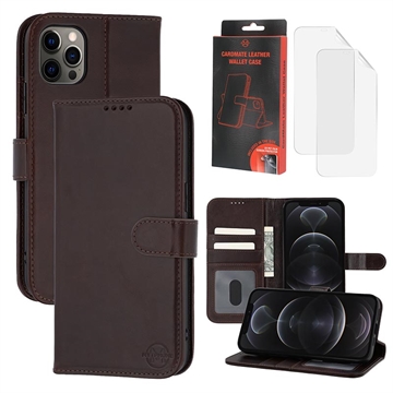 iPhone 12/12 Pro MyTPhone CardMate Leren Portemonnee Hoesje - Donkerbruin