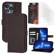 iPhone 13 Pro Max/12 Pro Max MyTPhone CardMate Leren Portemonnee Hoesje - Donkerbruin