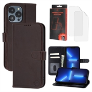 iPhone 13 Pro MyTPhone CardMate Leren Portemonnee Hoesje - Donkerbruin