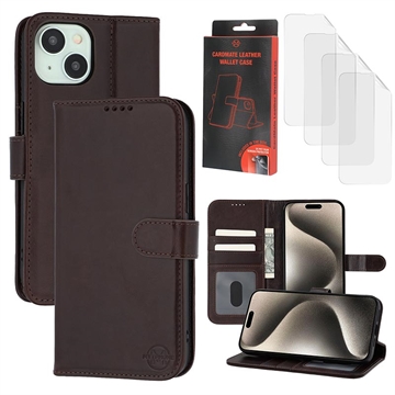 iPhone 15 Plus/14 Plus MyTPhone CardMate Leren Portemonnee Hoesje - Donkerbruin