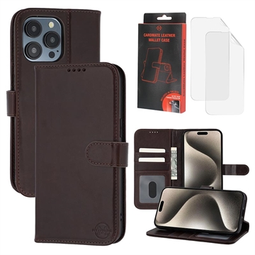 iPhone 15 Pro Max MyTPhone CardMate Leren Portemonnee Hoesje - Donkerbruin