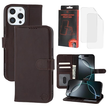 iPhone 16 Pro MyTPhone CardMate Leren Portemonnee Hoesje - Donkerbruin