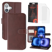 iPhone 17 MyTPhone CardMate Leren Portemonnee Hoesje - Donkerbruin