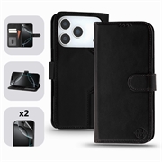 iPhone 17 Pro MyTPhone CardMate Leren Portemonnee Hoesje - Zwart