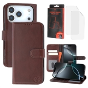 iPhone 17 Pro MyTPhone CardMate Leren Portemonnee Hoesje - Donkerbruin