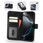 iPhone 17 Pro Max MyTPhone CardMate Leren Portemonnee Hoesje - Zwart
