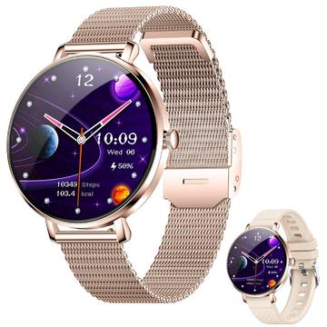 NX21 Gezondheidsmonitoring Vrouwen Smartwatch - Bluetooth 5.3 & IP68 - Goud