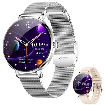 NX21 Gezondheidsmonitoring Vrouwen Smartwatch - Bluetooth 5.3 & IP68 - Zilver