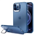 iPhone 12 Pro Max Hybride Hoesje met Verborgen Standaard - Blauw / Doorzichtig