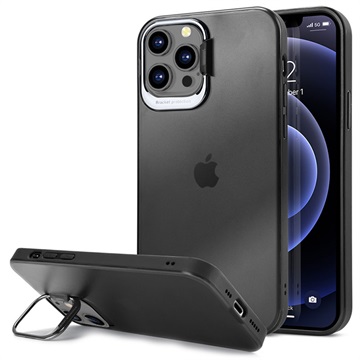 iPhone 12/12 Pro Hybride Hoesje met Verborgen Standaard - Zwart / Doorzichtig