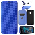 Nokia C1 Plus Flip Case - Koolstofvezel (Geopende verpakking - Uitstekend) - Blauw