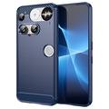 Nothing Phone (3) Geborsteld TPU Hoesje - Koolstofvezel - Blauw