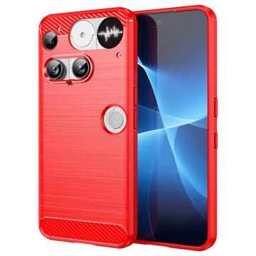 Nothing Phone (3) Geborsteld TPU Hoesje - Koolstofvezel - Rood