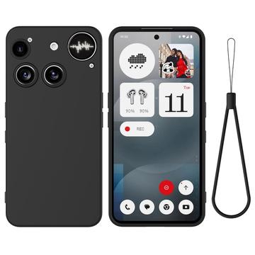 Nothing Phone (3) Vloeibare siliconen hoesje met polsbandje - Zwart