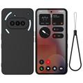 Nothing Phone (3a) Vloeibare siliconen hoesje met polsbandje - Zwart