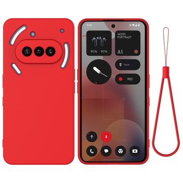 Nothing Phone (3a) Vloeibare siliconen hoesje met polsbandje - Rood