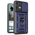 Nothing Phone (3a) Lite Roterende ring hybride hoesje met camera schild - Blauw