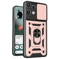 Nothing Phone (3a) Lite Roterende ring hybride hoesje met camera schild - Rose Gold