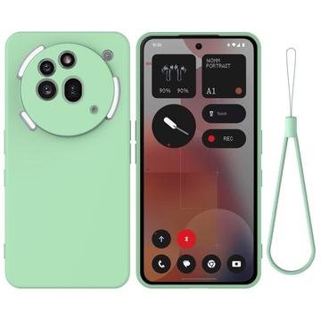 Nothing Phone (3a) Pro Vloeibare siliconen hoesje met polsbandje - Groen