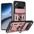 Nothing Phone (3a) Roterende ring hybride hoesje met camera schild - Rose Gold