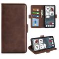 Nothing Phone (3a) Portemonnee Hoesje met Magnetische Sluiting - Kalf Textuur - Bruin