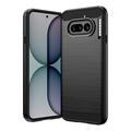 Nothing Phone (4a) Geborsteld TPU Hoesje - Koolstofvezel - Zwart