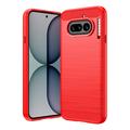 Nothing Phone (4a) Geborsteld TPU Hoesje - Koolstofvezel - Rood