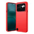 Nothing Phone (4a) Pro Geborsteld TPU Hoesje - Koolstofvezel - Rood