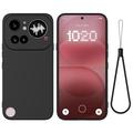 Nothing Phone (4a) Pro Vloeibare siliconen hoesje met polsbandje - Zwart