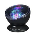 Ocean Wave Projector met Kleurrijke LED Nacht Licht - Zwart