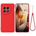 OnePlus 13 Vloeibare siliconen hoesje met polsbandje - Rood