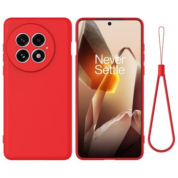 OnePlus 13 Vloeibare siliconen hoesje met polsbandje - Rood