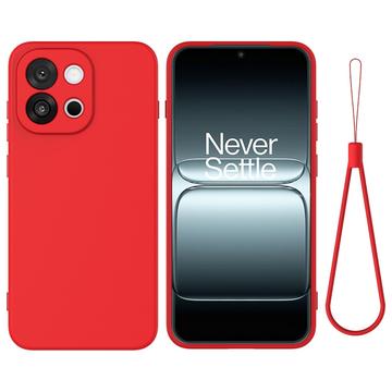 OnePlus 13T Vloeibare siliconen hoesje met polsbandje - Rood