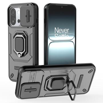 OnePlus 13T Roterende ring hybride hoesje met camera schild - Zwart